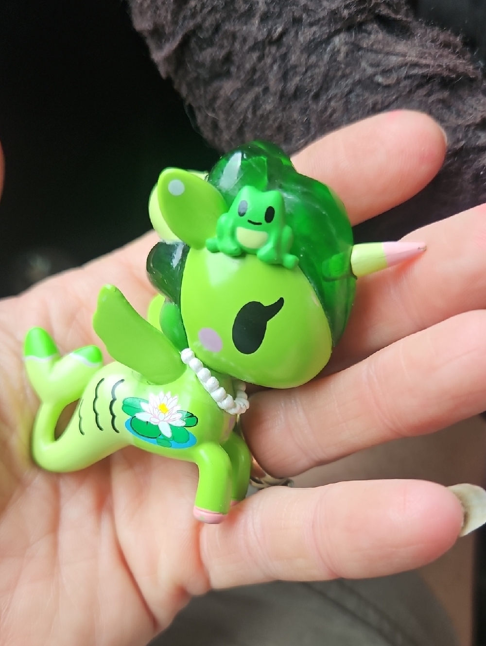 Green Frog Unicorn Collectible Figurine for Small Pets Décor